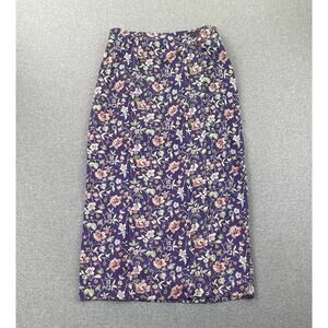 90s VTG Paul Harris Design Floral Maxi Skirt Size L Purple Wrap Front Fairycore